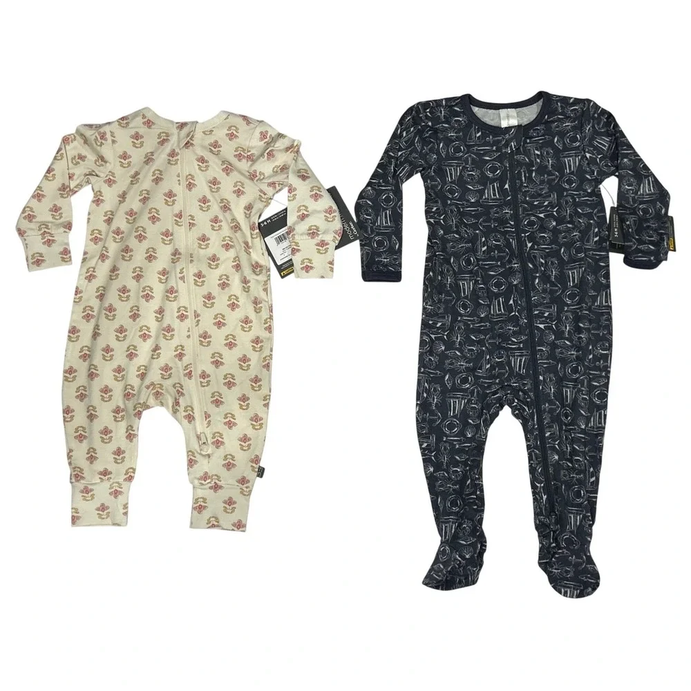 Modern Moments by Gerber Baby Sleepers 4-Pack Viscose Blend Floral Star 3-6M New
